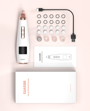 Blackhead Remover Pore Vacuum EUASOO Electric Rechargeable Facial Cleaner Blackhead Acne Comedone Pimple Extractor 5 Suction Probes, Pore Vacuum Blackhead Whitehead Removal Kit Cleaning Tool(Pink)