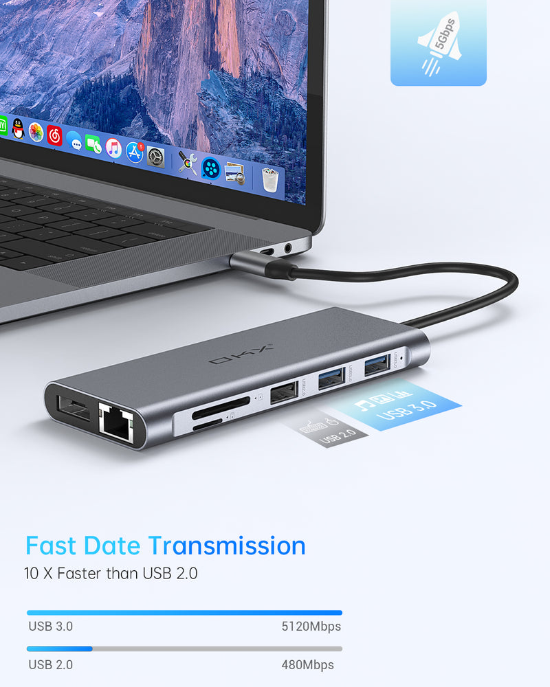 Docking Station, USB C Docking Station, USB C Hub 13 in 1 Triple Display with 100W PD Charging, 2 HDMI, DP, USB-C Data Transfer, 3 USB 3.0, 2 USB 2.0 for MacBook Pro and Type C Laptops