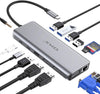 USB C Hub, OKX 14 in 1 USB C to Triple Display Adapter with 100W PD Charging, 2 HDMI, VGA, USB-C Date Transfer, 3 USB 3.0 Ports, 2 USB 2.0 Ports, SD/TF Card Readers for MacBook Pro and Type C Laptops