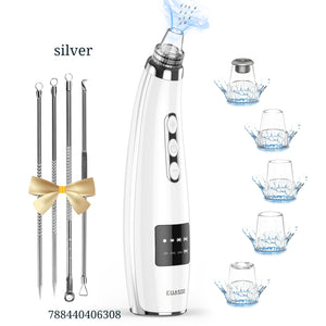 Blackhead Pore Vacuum Cleaner Remover, 2021 Upgraded Facial Pore Cleaner Electric USB Rechargeable Acne Comedone Whitehead Extractor with 5 Probes and Blackhead Remover Kit Suction for Women & Men Silver